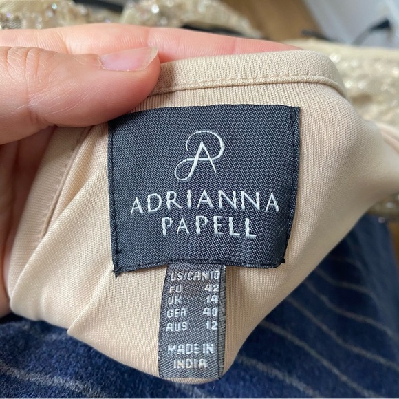 Adrianna Papell Cream and Tan Sequin Halter Mini Dress size 10 - Picture 3 of 7